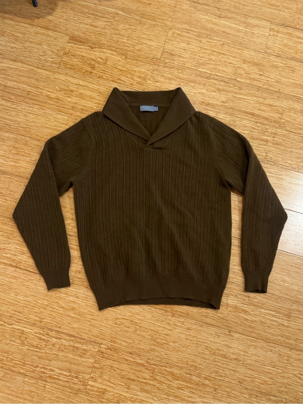 Talbots men’s brown fold over collar merino wool angora blend sweater